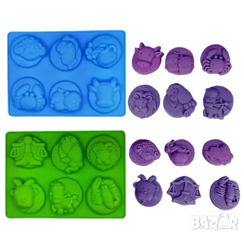 Комплект 2 молда 12-те зодии за сапуни и свещи 