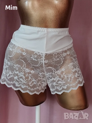  2XL  Снежно бял дантелен боксер с висока талия , снимка 3 - Бельо - 52730192