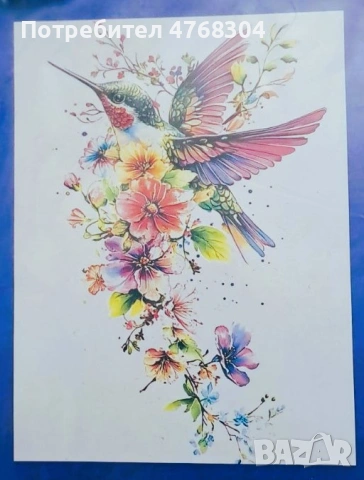 Гоблен комплект колибри с цветя – 30×40