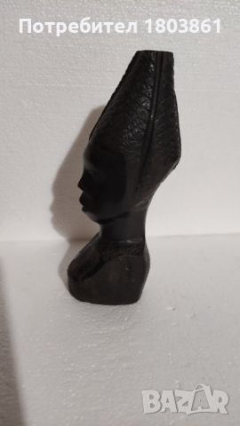 Бюст на жена африканка от абанос 18 см, снимка 3 - Антикварни и старинни предмети - 44438824
