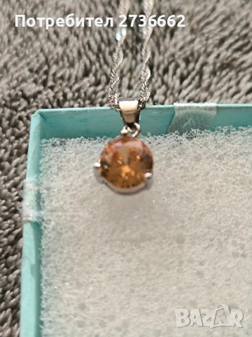 Сребърно колие с жълт цирконии , снимка 4 - Колиета, медальони, синджири - 53787930