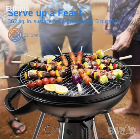 Барбекю Muhler Ø41.5cm, с капак и колелца, снимка 5 - Други стоки за дома - 52854663