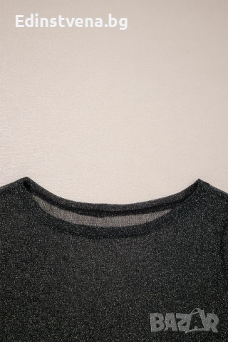 Дамска черна блестяща мрежеста блуза с дълъг ръкав, снимка 8 - Блузи с дълъг ръкав и пуловери - 53061625