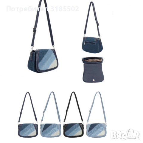 Дамска чанта от деним, с диагонален пачуърк дизайн, снимка 6 - Чанти - 51513410