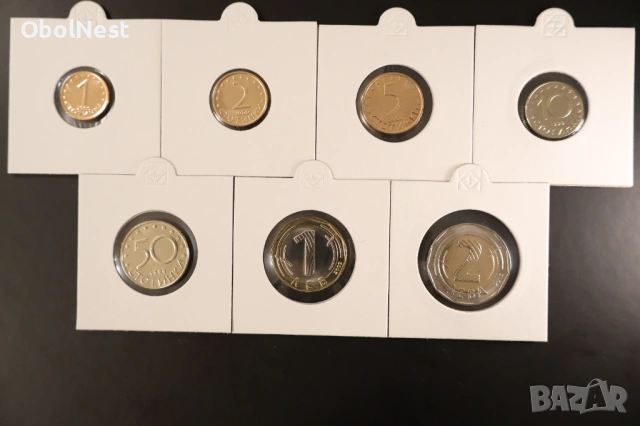 Пълен сет UNC монети от 1 ст. до 2 лв. (1999, 2000, 2002 и 2015) в картончера, снимка 3 - Нумизматика и бонистика - 53140555