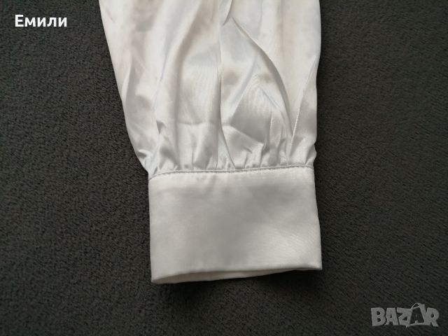 Дамска сатетена вталена риза с дълги буфан ръкави р-р S-M, снимка 10 - Ризи - 45478268