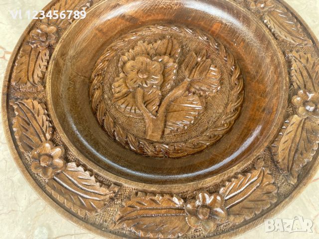 Дърворезба -великолепна чиния 32 СМ, снимка 2 - Други - 46472299