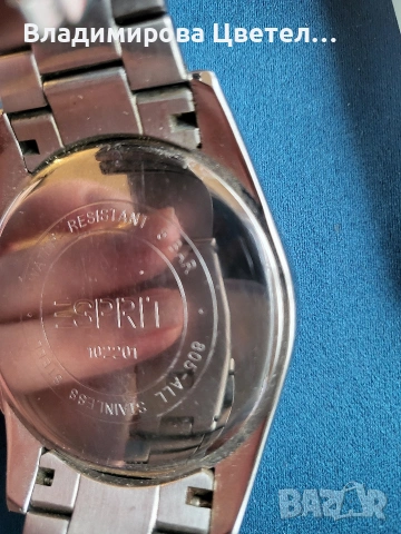 Часовник Esprit, кожена гривна със сребърни елементи на глаголица, единствена бройка!, снимка 3 - Мъжки - 53653415