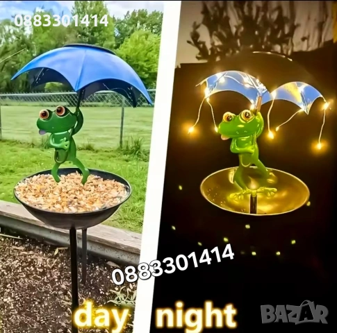 Декоративна Соларна Жабка Хранилка за птици Лампа , снимка 5 - Соларни лампи - 54202746