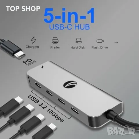 Нов хъб Ултра бърз USB C Мултипорт Адаптер за MacBook и лаптопи Сплитер, снимка 4 - Друга електроника - 49451199