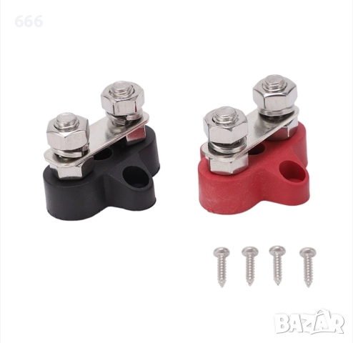 Комплект от 2 клеми за акумулатор, 12V/24V, пластмаса/неръждаема стомана, снимка 2 - Друга електроника - 52906712