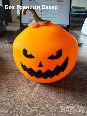 Нова силиконова Нощна лампа тиква със смяна при потупване, USB презареждаема