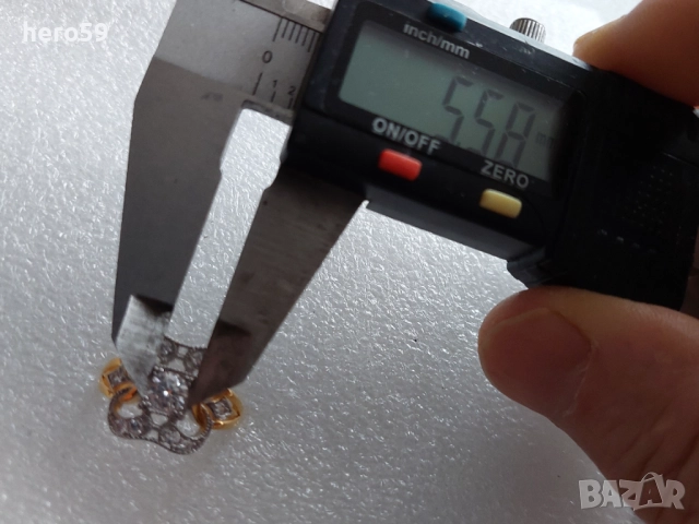  Дамски сребърен пръстен с лабораторен  диамант и 18 каратова позлата, снимка 4 - Пръстени - 51550438