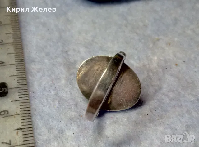 СТАР ВИНТИДЖ СРЕБЪРЕН ПРЪСТЕН СРЕБРО ВИСОКА ПРОБА с ШЛИФОВАН МЛЕЧЕН АХАТ МАЙСТОРСКА ИЗРАБОТКА 41465, снимка 7 - Антикварни и старинни предмети - 50023543