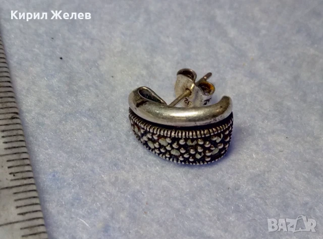 ЕЛЕГАНТНА СКЪПОЦЕННА СРЕБЪРНА ОБЕЦА СРЕБРО 925 с ФАСЕТИРАНИ БЛЕСТЯЩИ МАРКАЗИТИ 28589