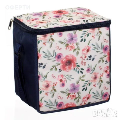 Изотермална чанта за храна Индивидуално синьо екрю Floral 20x15x19cm - 5.5lt арт 223954, снимка 1 - Раници - 46910553