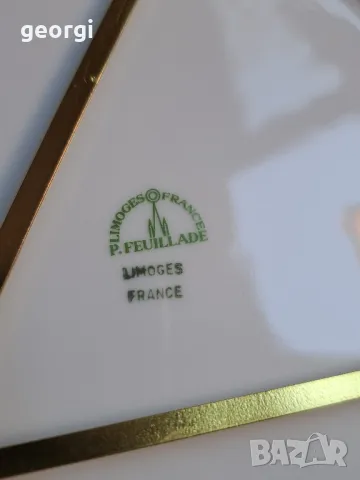 декоративна порцеланова чиния с позлата Limoges ловен мотив яребица 8/1, снимка 10 - Декорация за дома - 49913659