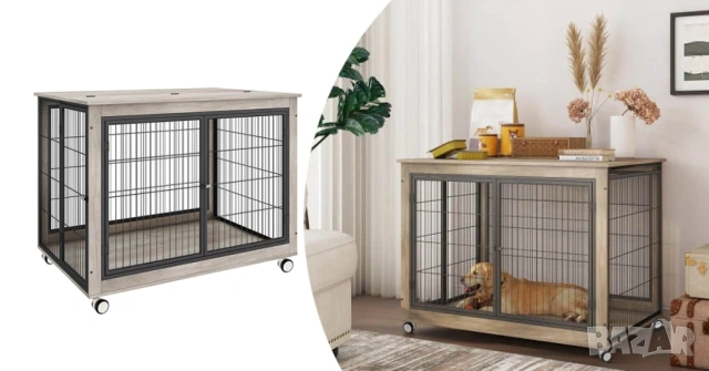 Клетка за куче за вкъщи с колелца / Заграждение за куче в апартамент
