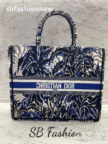 Dior синя чанта за плаж бродерия, снимка 3 - Чанти - 46303796