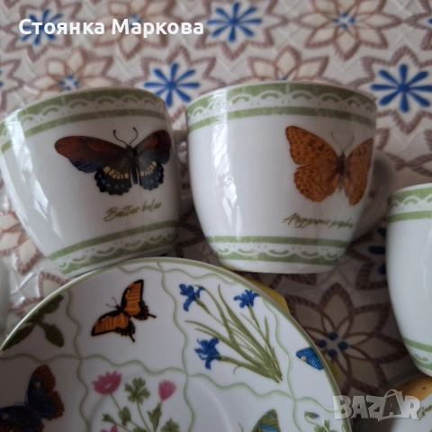 Порцеланов сервиз за късо кафе с пеперуди, снимка 6 - Сервизи - 53896511