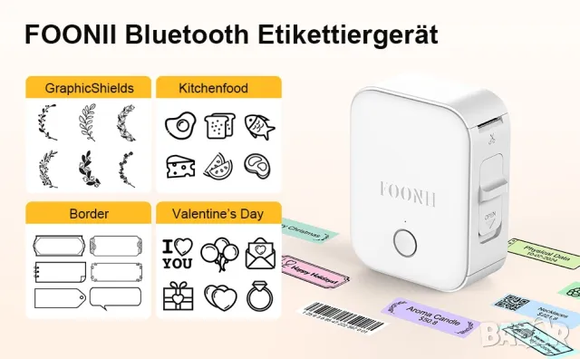 Мини Bluetooth принтер за етикети и стикери, безжичен за iOS и Android , снимка 8 - Принтери, копири, скенери - 48164200