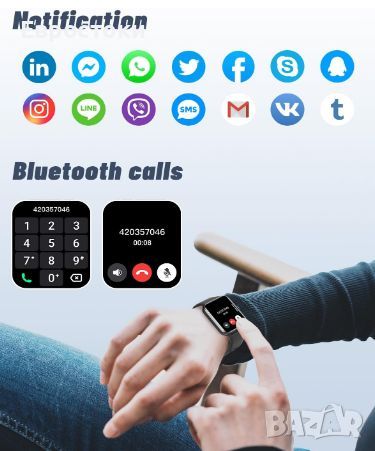 Смарт часовник GRV С03 за iOS и Android (отговаряне/осъществяване на повиквания), IP68 водоустойчив, снимка 5 - Смарт гривни - 46563543