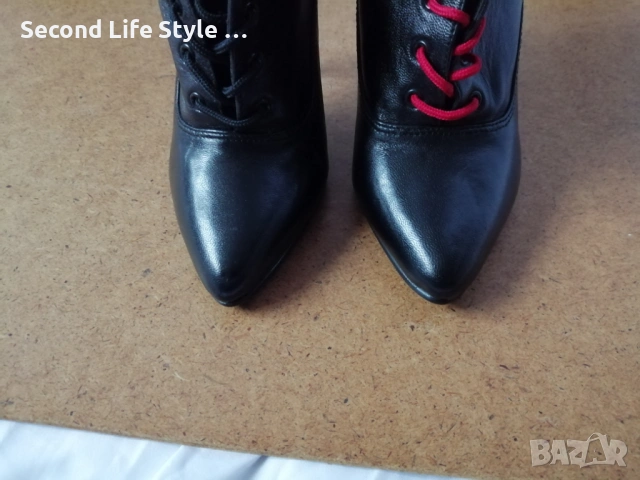 №36 Pleaser дамски обувки естествена кожа - висок ток, черен цвят, снимка 6 - Дамски елегантни обувки - 53139691