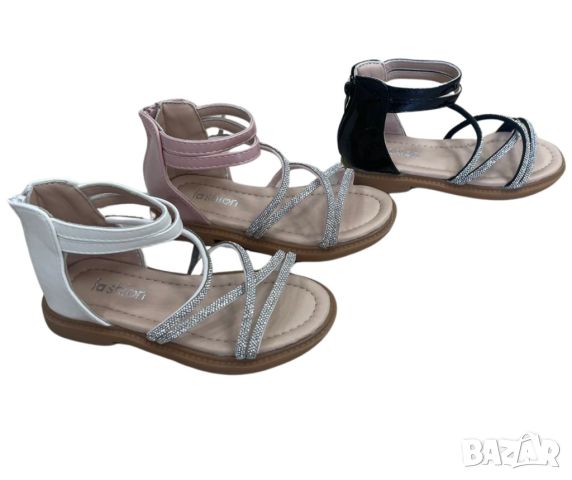 Детски сандали за момиче с велкро закопчаване и бестящ акцент, снимка 3 - Детски сандали и чехли - 45225293