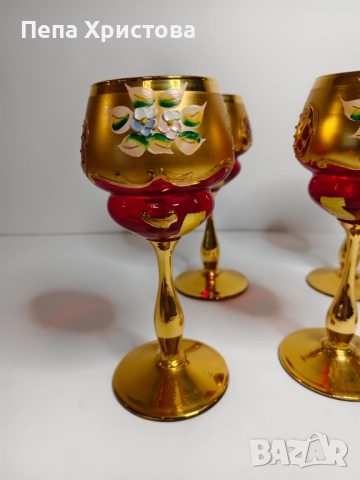 чаши за вино от италиански цветен кристал , снимка 3 - Чаши - 52901624