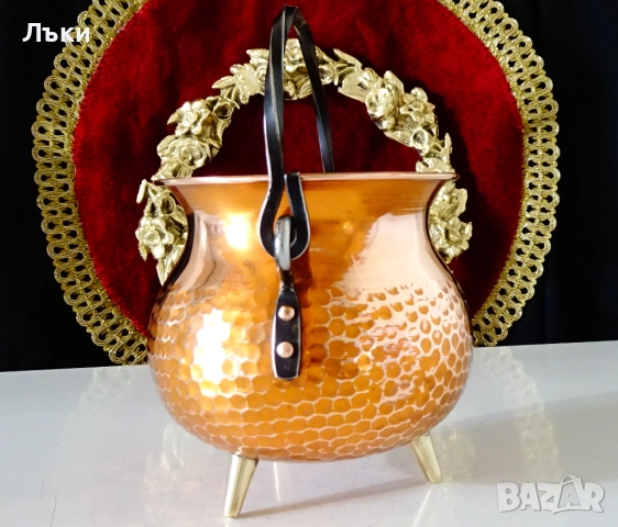 Медно менче,котле,чиста червена мед. , снимка 4 - Антикварни и старинни предмети - 52495951