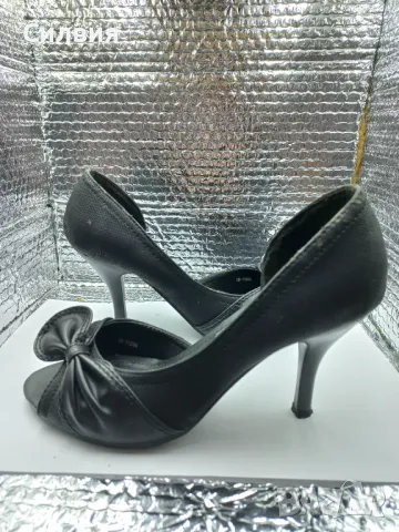 Дамски летни обувки на ток, черни, Paolo botticelli, 36 номер, запазени, снимка 3 - Дамски ежедневни обувки - 50335816