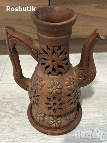 Декоративен глинен съд /ваза за сухи цветя/ свещник , снимка 2 - Вази - 53353187