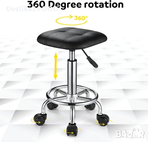 Регулируем стол табуретка с колелца и въртяща се седалка – офис/салонa, снимка 3 - Столове - 53723168