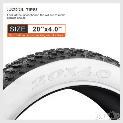 20x4.0 - Външни и вътрешни гуми за Фатбайк велосипед VEE TIRE Бял борд, снимка 5 - Части за велосипеди - 50220411