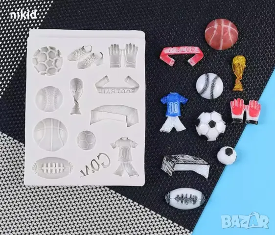 Футбол купа топка медал футболен силиконов молд форма фондан шоколад гипс декор, снимка 2 - Форми - 49751604
