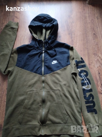 NIKE NSW HBR HOODIE FZ FLC OLIVE - страхотно мъжко горнище М, снимка 5 - Спортни дрехи, екипи - 53999348