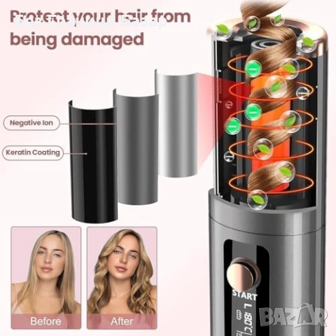 Нова Автоматична маша за къдрици коса жени прическа безжична Type-C 6 температури, снимка 4 - Маши за коса - 54050989