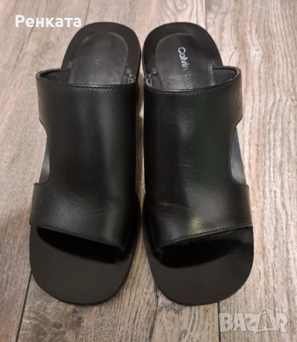 Чехли естествена кожа на Calvin Klein , снимка 2 - Чехли - 53927306