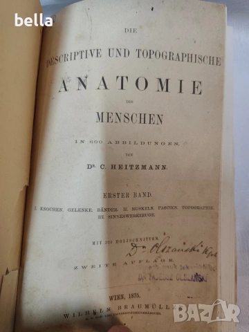 Антикварен медицински атлас по Анатомия (1875 г.) – Dr. Heitzmann 1875 год. 