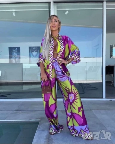 сатенени луксозни комплекти риза и панталон , снимка 2 - Комплекти - 50873330