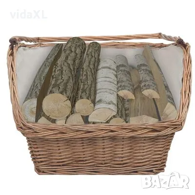 vidaXL Firewood Basket with Handle 61,5x46,5x58 cm Brown Willow(SKU:286989), снимка 2 - Други стоки за дома - 49585584