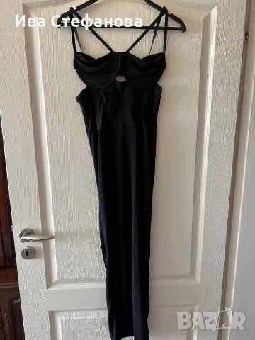 Нова елегнтна черна парти официална коктелна еластична миди midi дължина рокля тип бюстие корсет 