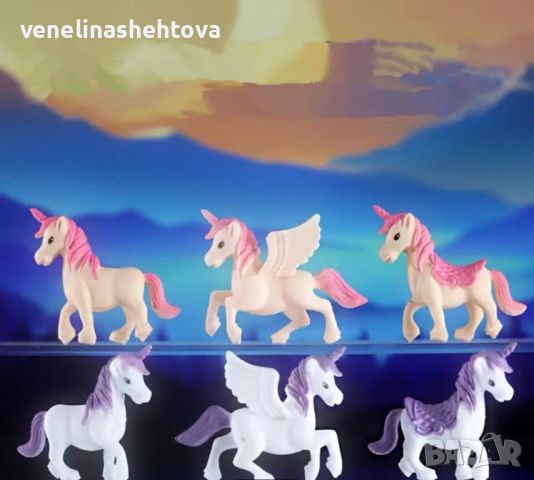 3 броя фигурки топер Unicorn еднорог в розово/лилаво за декорация на торта , снимка 3 - Други - 46135091