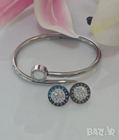 колие и обеци / гривна от медицинска стомана в кутия Bvlgari , снимка 3 - Колиета, медальони, синджири - 51147107