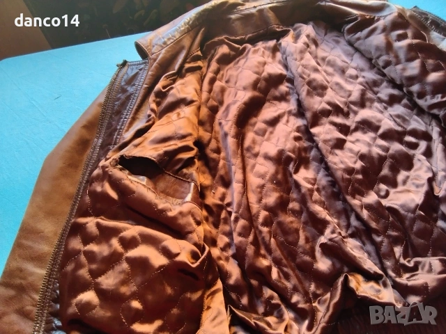 голямо мъжко тузарско яке от естествена кожа телешки бокс в стил топ гън, XL размер , до кръста , снимка 5 - Якета - 53531914