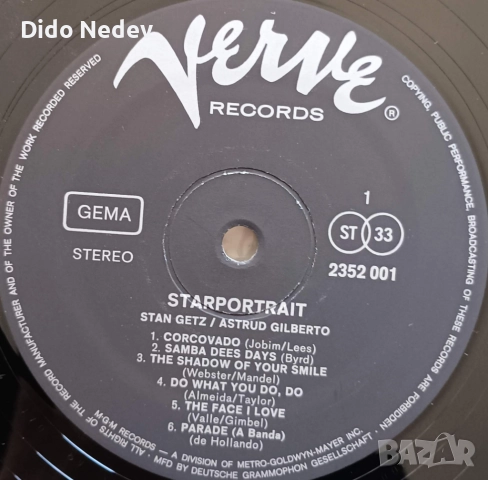 Грамофонна Плоча (Stan Getz / Astrud Gilberto - Starportrait), снимка 3 - Грамофонни плочи - 51945994