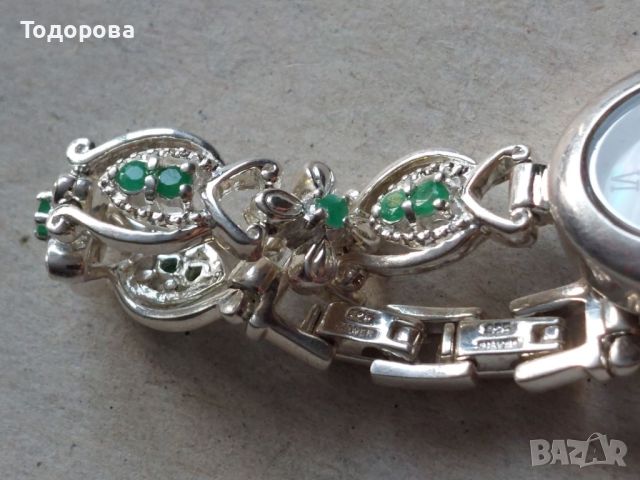 Дамски сребърен кварцов часовник, сребро 925 със седефен циферблат, снимка 7 - Дамски - 45693203