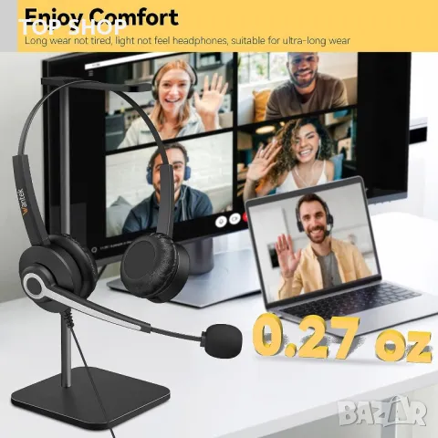 USB слушалки с шумопотискащ микрофон за лаптоп Wantek Call Center, снимка 4 - Слушалки за компютър - 49944952