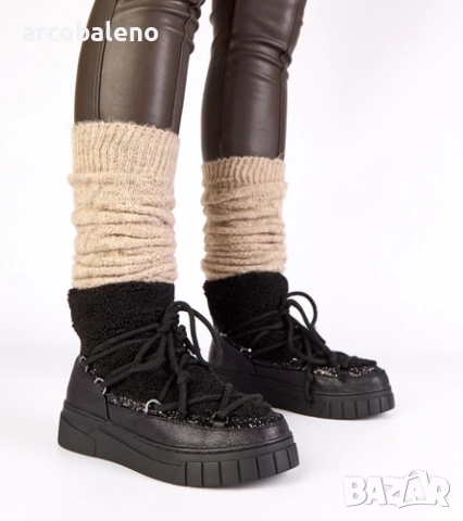 Дамски снежни боти с брокат и подплата от кожа Esmee, 2цвята , снимка 3 - Дамски боти - 52425042