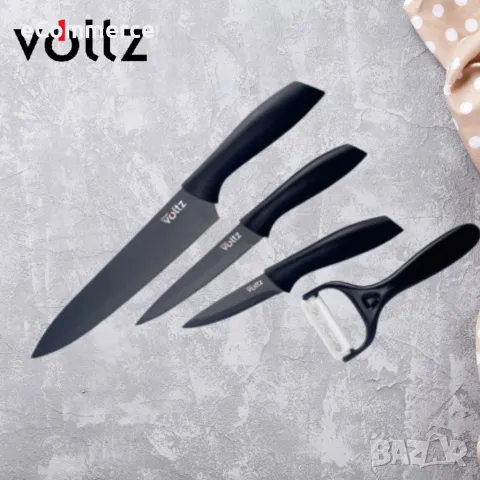 Комплект Voltz OV51633B4G, 3бр.+белачка, Черен, в кутия, снимка 5 - Прибори за хранене, готвене и сервиране - 47525659